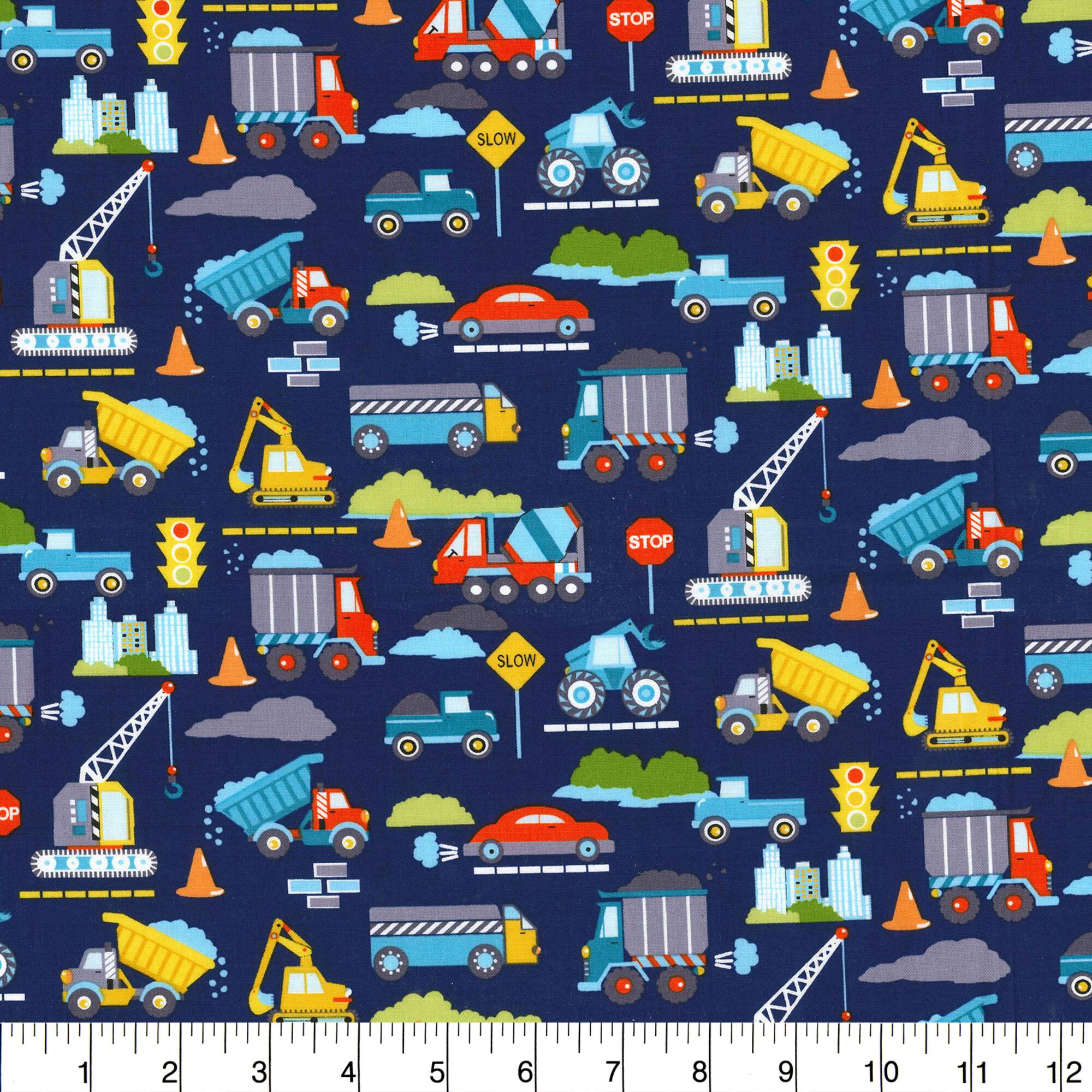 Fabric Traditions Blue Construction Cotton Fabric